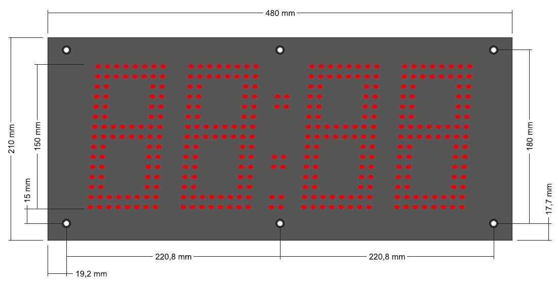 Abmessungen LED-Netzwerk-Uhrenmodul ZH415-L